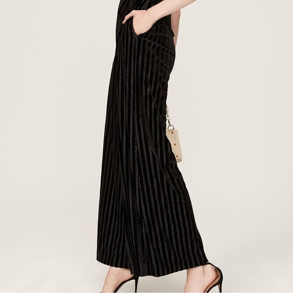 Adam Lippes Black Wide-Leg Jumpsuit with V-Neckline and High-Waisted Design - Picture 4 of 6